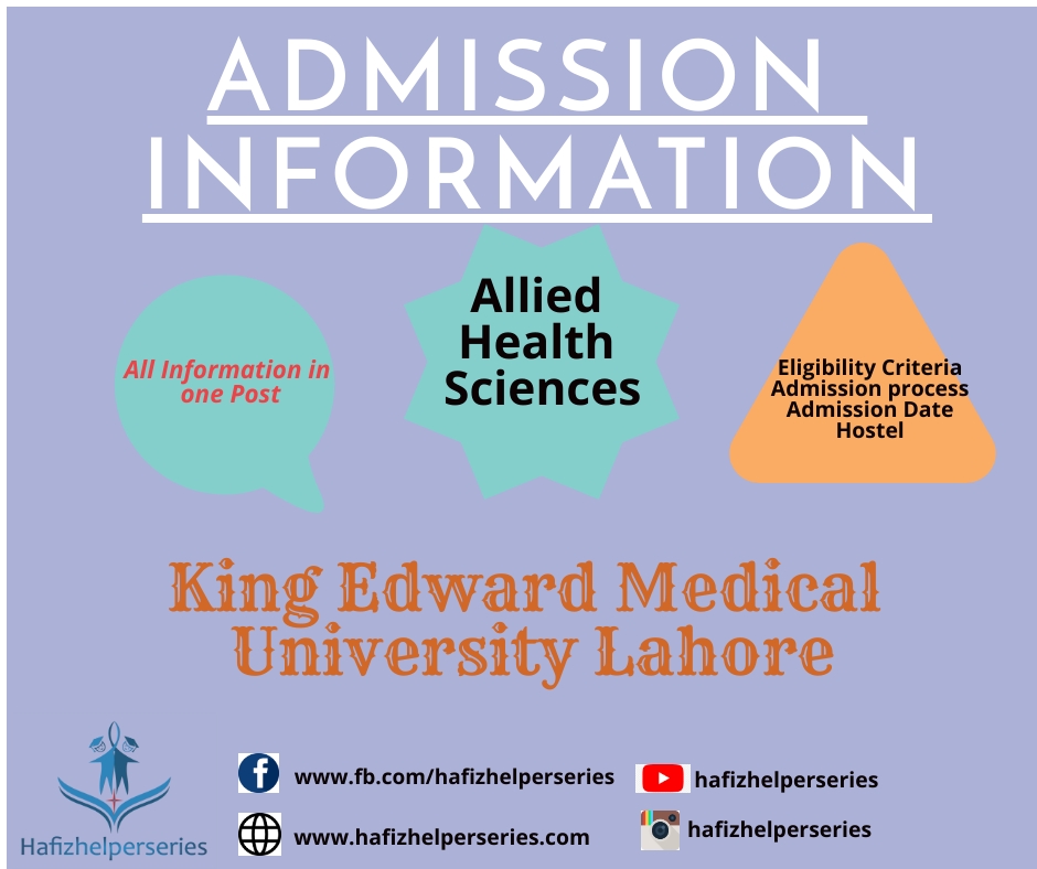 Allied Health Sciences Admissions At King Edward Medical University (KEMU) Lahore (Rules, Eligibility Criteria)