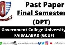 Past Papers DPT (Final Semester) Government College University Faisalabad