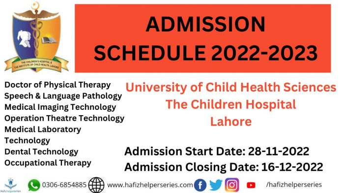UNIVERSITY OF CHILD HEALTH SCIENCES THE CHILDREN'S HOSPITAL ADMISSION OPEN 2022-2023