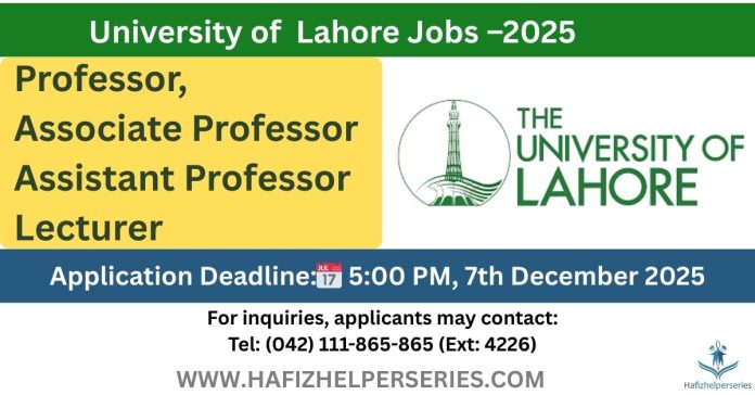 Jobs in Lahore UOL Faculty Required 2025 – Complete Details & Application Guide