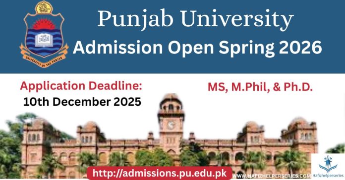 University of the Punjab MS, M.Phil, & Ph.D. Admissions 2026 (Spring Semester): Programs & Key Deadlines